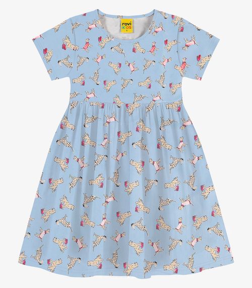 Vestido infantil em Meia Malha Rovi Kids Azul