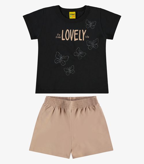 Conjunto Infantil Blusa Com Shorts Rovi Kids Preto