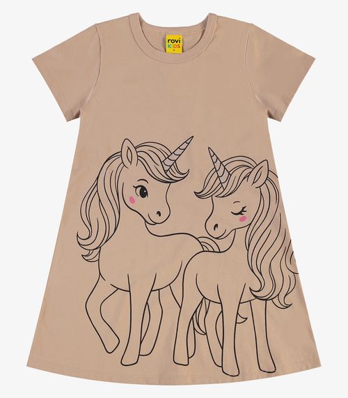 Vestido infantil em Meia Malha Rovi Kids Marrom