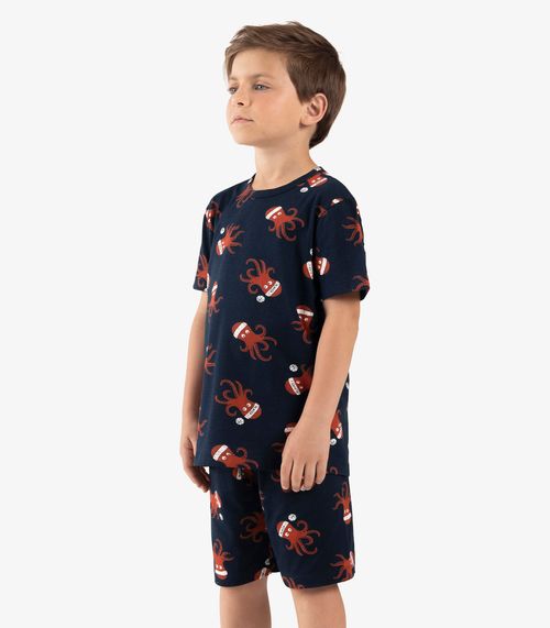 Pijama Infantil Menino Meia Malha Rovi Kids Azul