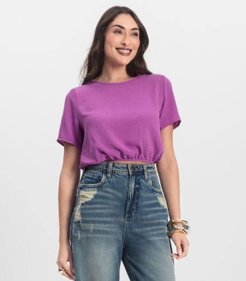 Blusa Feminina Manga Curta Infinita Cor Roxo