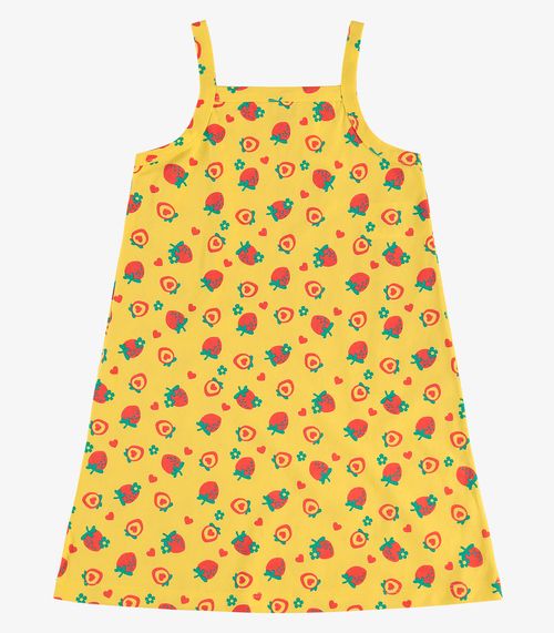 Vestido de alça infantil em Meia Malha Rovi Kids Amarelo