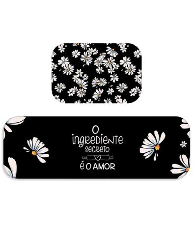 Jogo De Tapetes Para Cozinha Wevans Preto