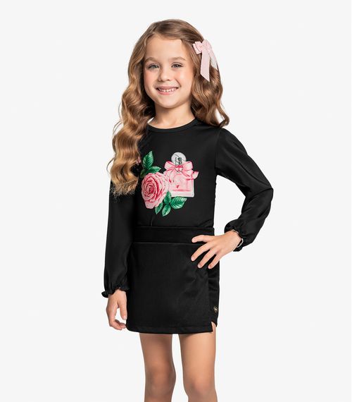 Conjunto Infantil Blusa Com Shorts Saia Trick Nick Preto