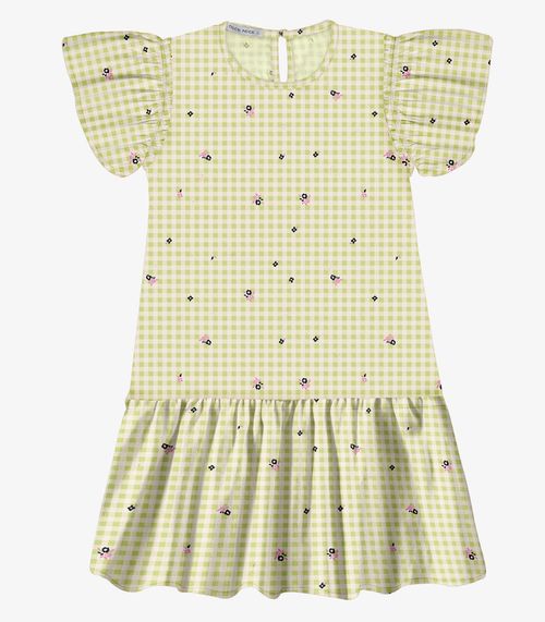 Vestido Popeline Estampado Trick Nick Verde