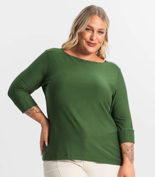 Blusa Plus Size Manga 3/4 Secret Glam Verde