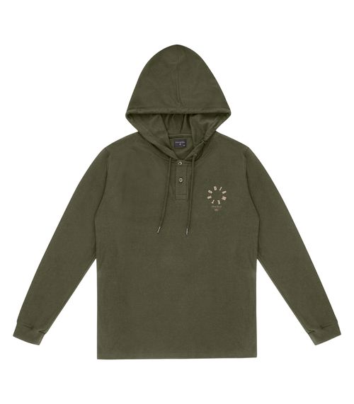 Camiseta Masculina Manga Longa Com Capuz Diametro Verde