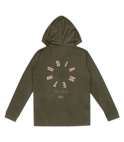 Camiseta Masculina Manga Longa Com Capuz Diametro Verde