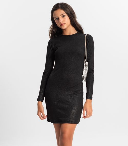 Vestido Juvenil Em Ribana Canelada Minty Preto