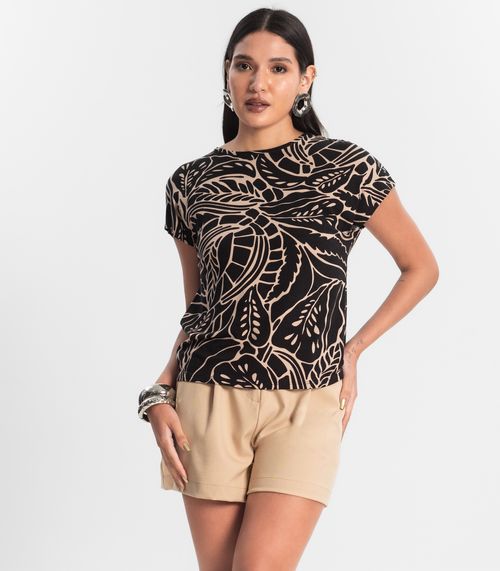 Blusa Feminina Estampada Rovitex Preto