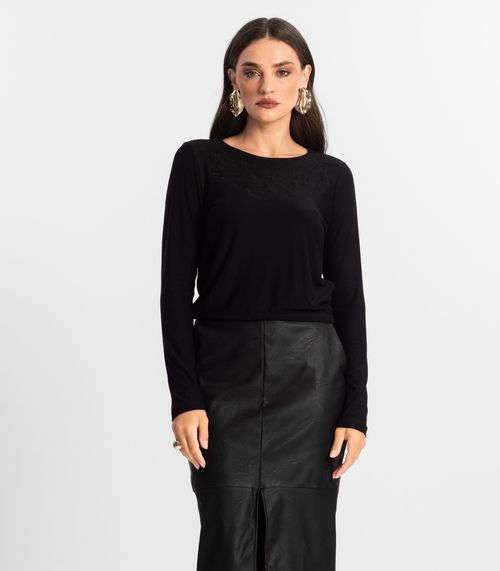Blusa Feminino Manga Longa Endless Preto