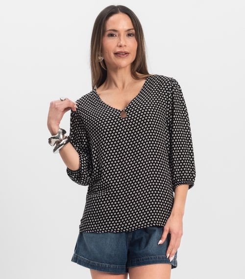 Blusa Manga Curta Infinita Cor Preto