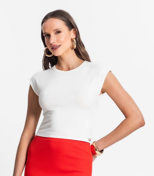 Blusa De Viscotorcion Básica Feminina Endless Bege