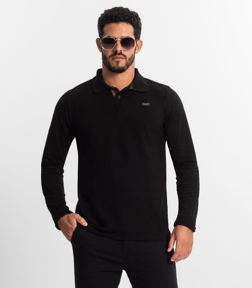 Polo Manga Longa Masculina Diametro Preto