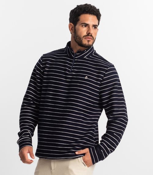 Blusão Masculino Moletinho Listrado Diametro Azul
