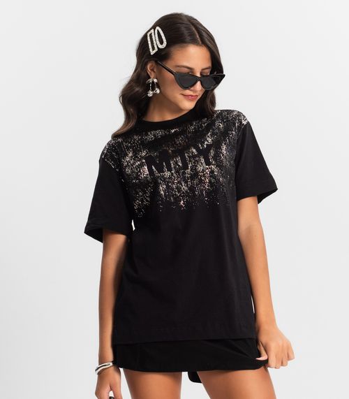 T - Shirt Juvenil Feminina Minty Preto
