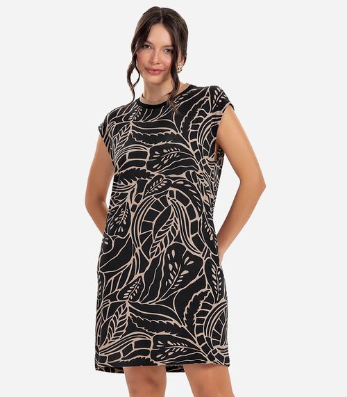 Vestido Feminino Curto Estampado Rovitex Preto