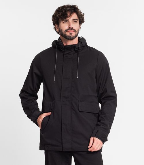 Jaqueta Parka Masculina Em Sarja Diametro Preto