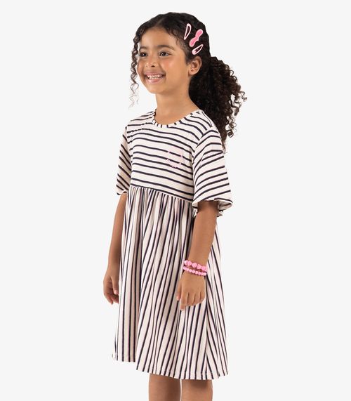 Vestido Infantil Visco Maquinetada Rovi Kids Azul