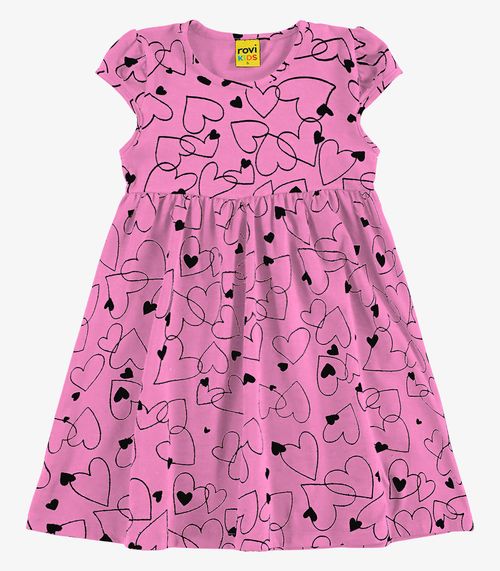 Vestido Infantil Corações Rovi Kids Rosa