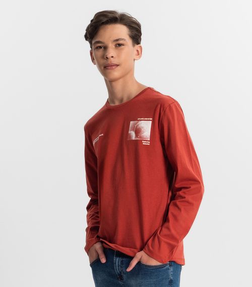 Camiseta Juvenil Menino Manga Longa Minty Vermelho