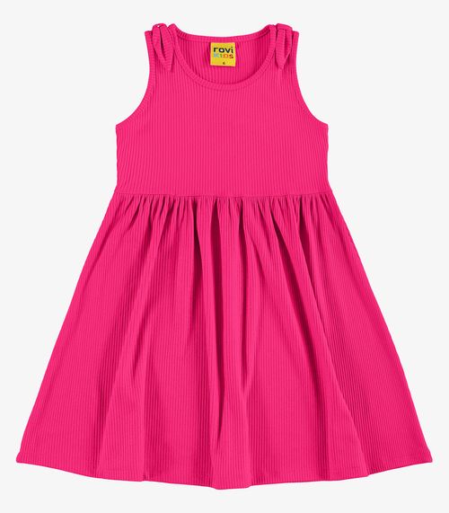 Vestido Infantil Canelado Lurex Rovi Kids Rosa
