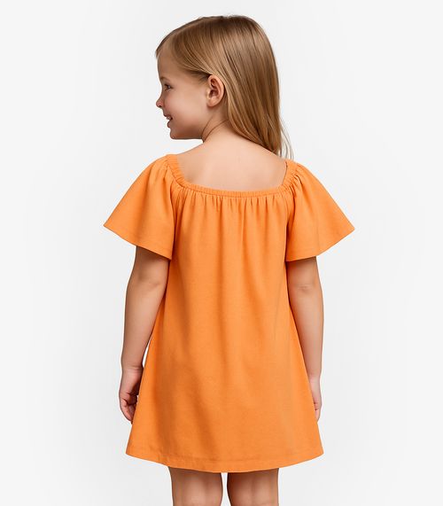 Vestido Infantil em Viscose Infinita Cor Laranja