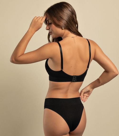 Calcinha Tanga Cós Largo Sem Costura Basic Pro Preto