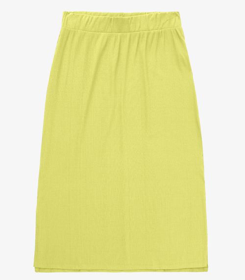 Saia Midi Canelada Infinita Cor Amarelo