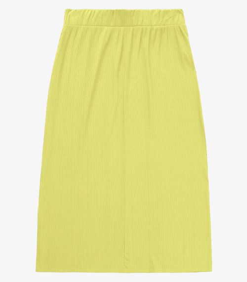 Saia Midi Canelada Infinita Cor Amarelo