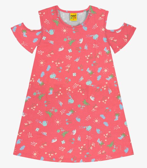 Vestido infantil em Meia Malha Rovi Kids Rosa