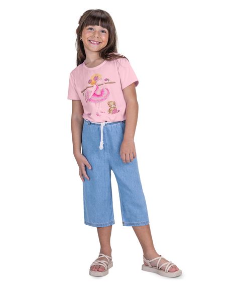 Conjunto Infantil Blusa E Pantacourt Trick Nick Rosa