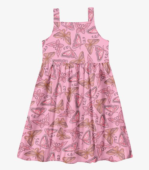 Vestido Menina Popeline Borboletas Trick Nick Rosa