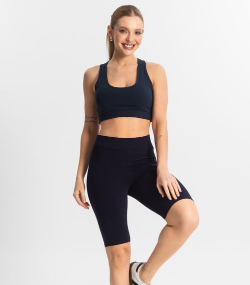 Bermuda Ciclista Feminina em Cotton Pesado Select Azul