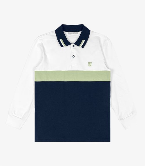 Polo Infantil Menino Manga Longa Trick Nick Branco