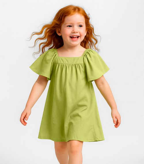 Vestido Infantil em Viscose Infinita Cor Amarelo