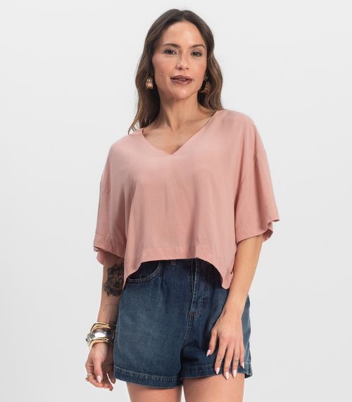 Blusa Feminina Tecido em Viscose Infinita Cor Rosa