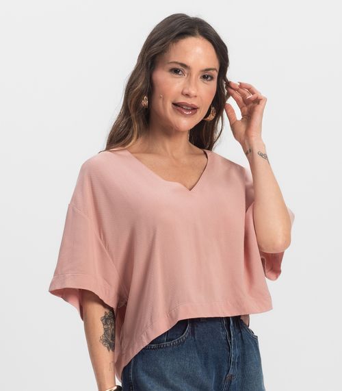 Blusa Feminina Tecido em Viscose Infinita Cor Rosa