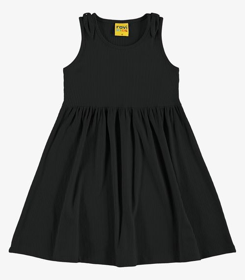 Vestido Infantil Canelado Lurex Rovi Kids Preto