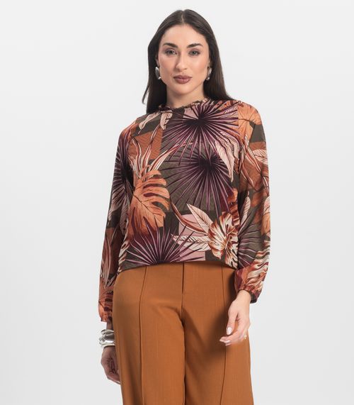 Blusa Manga Longa Infinita Cor Marrom