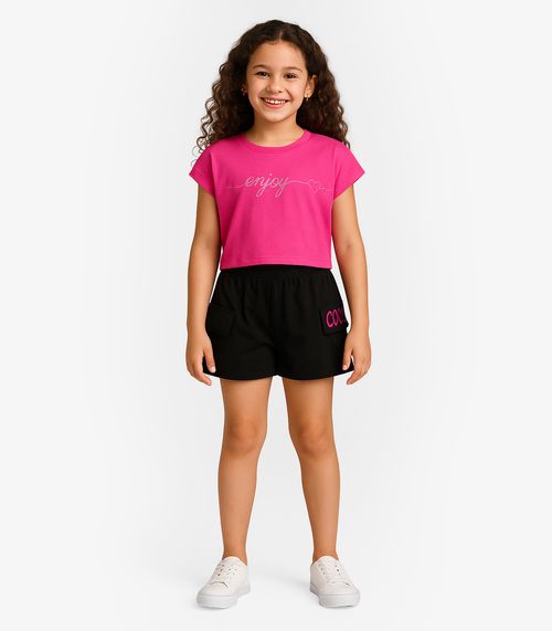 Conjunto Infantil Blusa Com Shorts Rovi Kids Rosa