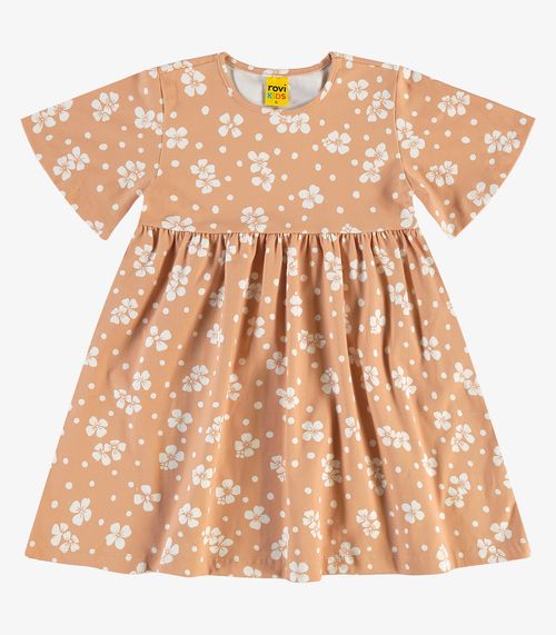 Vestido infantil em Cotton Leve Rovi Kids Marrom