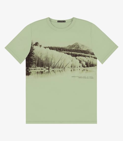 Camiseta Masculina em Meia Malha Diametro Verde