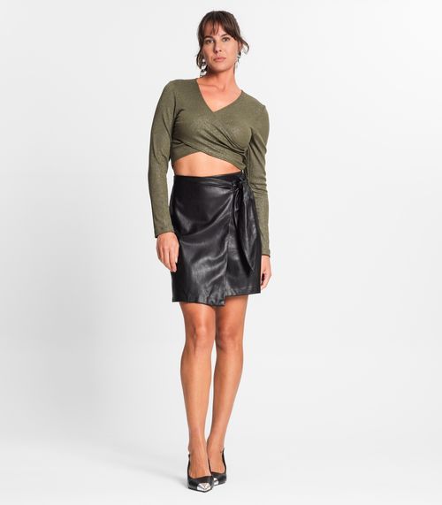 Blusa Feminina Em Ribana Canelada Lurex Rovitex Verde