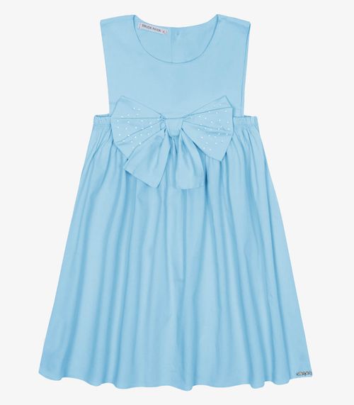 Vestido Infantil Tricoline Com Laço Trick Nick Azul