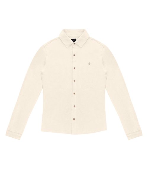 Camisa Masculina Manga Longa Moletinho Diametro Bege