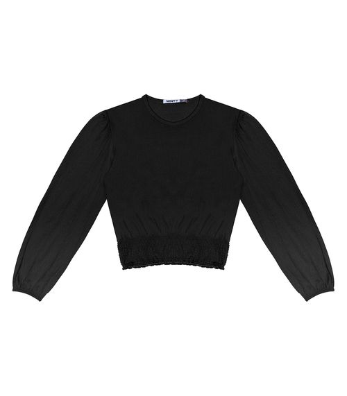 Blusa MangaLonga Juvenil Feminino Minty Preto