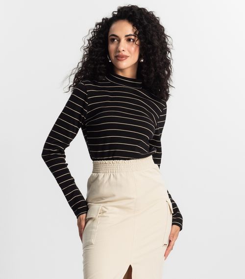 Blusa Manga Longa Feminina Rovitex Preto