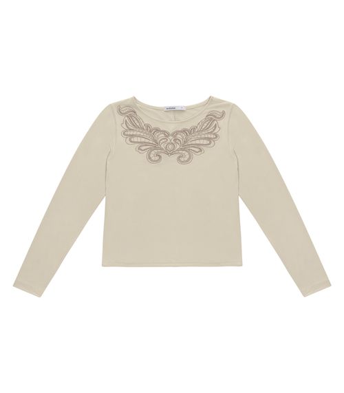 Blusa Feminino Manga Longa Endless Bege