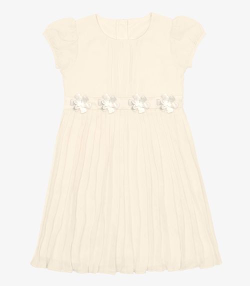 Vestido Chiffon Plissado Trick Nick Bege